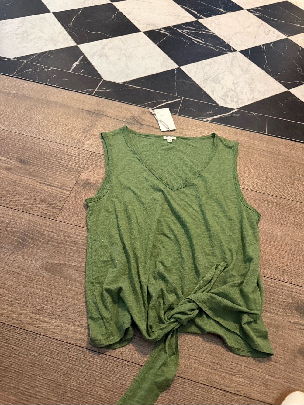 dylan Olive Green Tie-Front V-Neck Tank